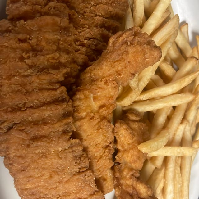 Tossed Chicken Tenders w/ Fries.