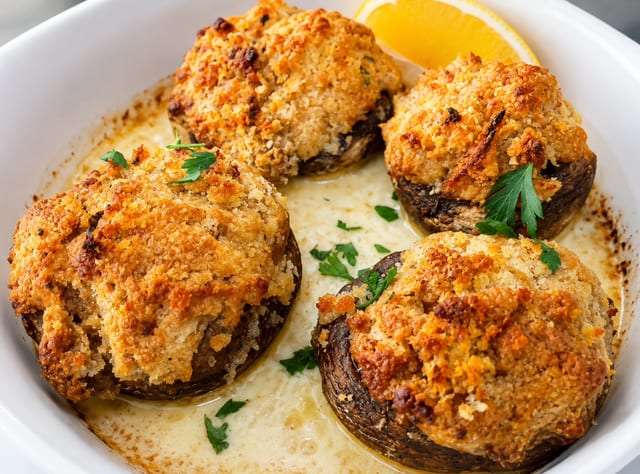 Seafood Stuffed Mushrooms.