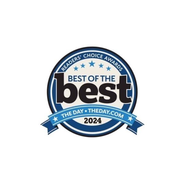 TheDay.com Readers' Choice Awards “Best of the Best” 2024 circular badge on a white background.
