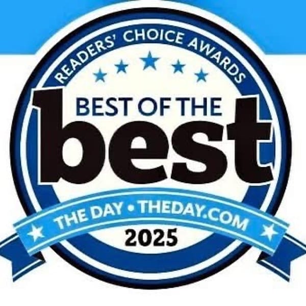 2025 The Day Readers’ Choice Awards badge naming the restaurant among the Best of the Best.