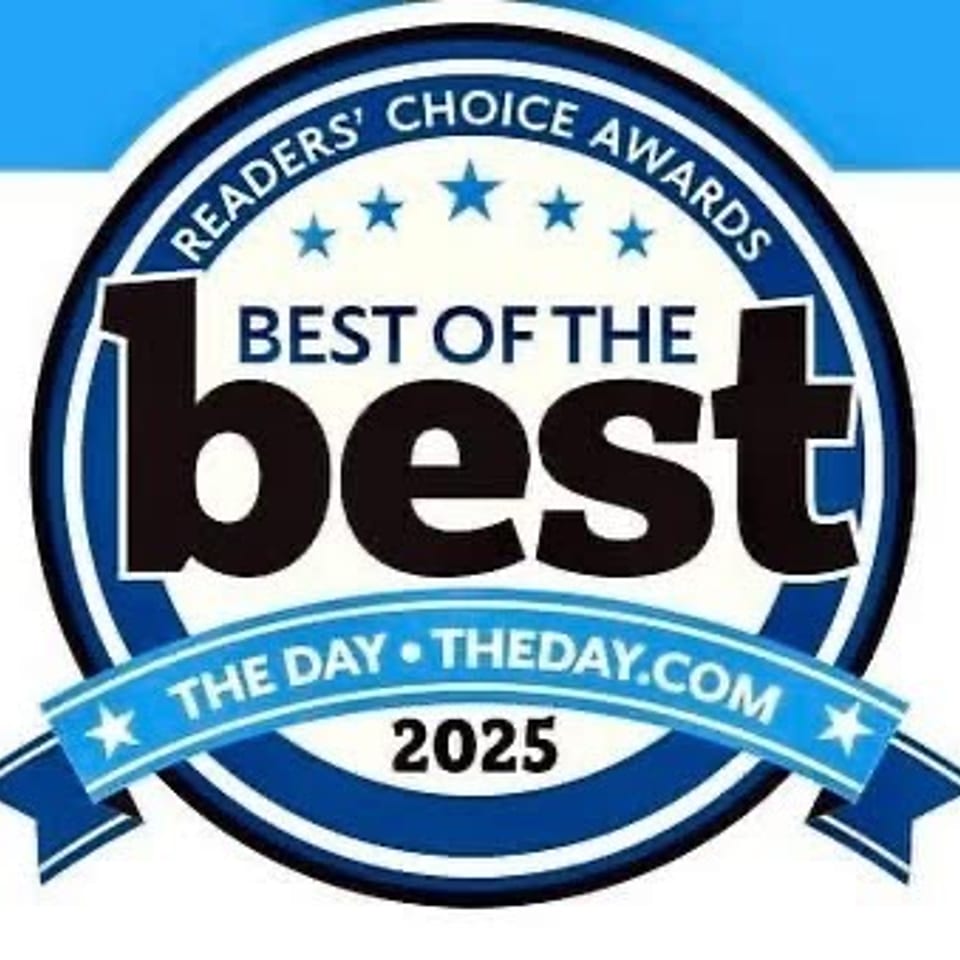 2025 The Day Readers’ Choice Awards badge naming the restaurant among the Best of the Best.