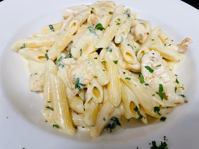 Chicken Alfredo Pasta.