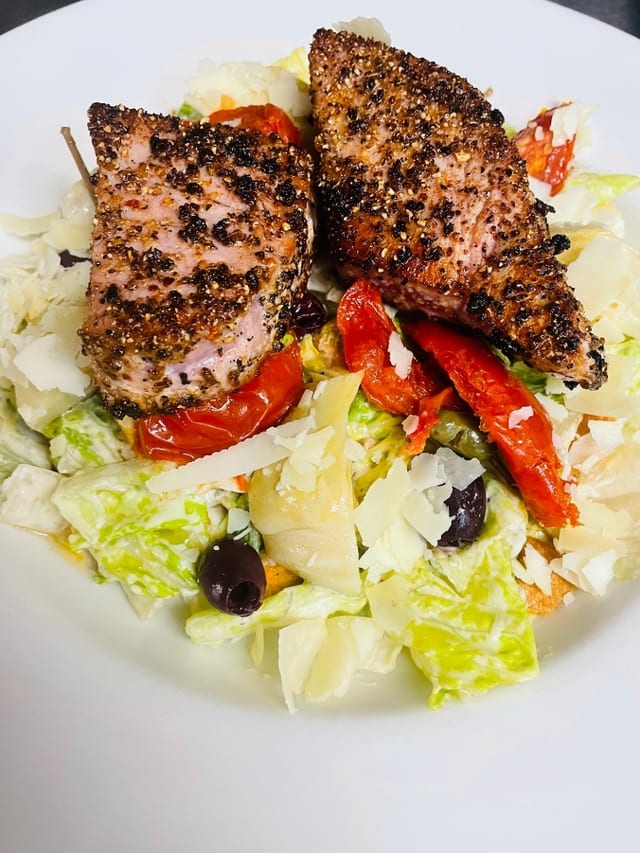 Ahi Tuna Caesar Salad.